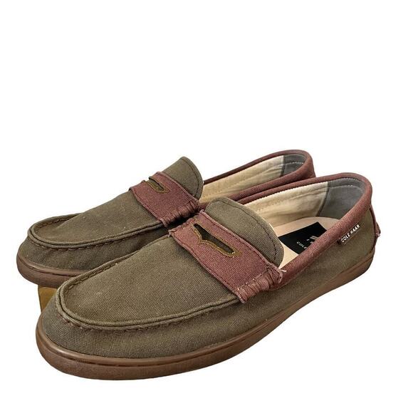 Cole Haan Men’s Nantucket Penny Loafer Size 9 Green Canvas Slip On Shoes - Picture 1 of 10